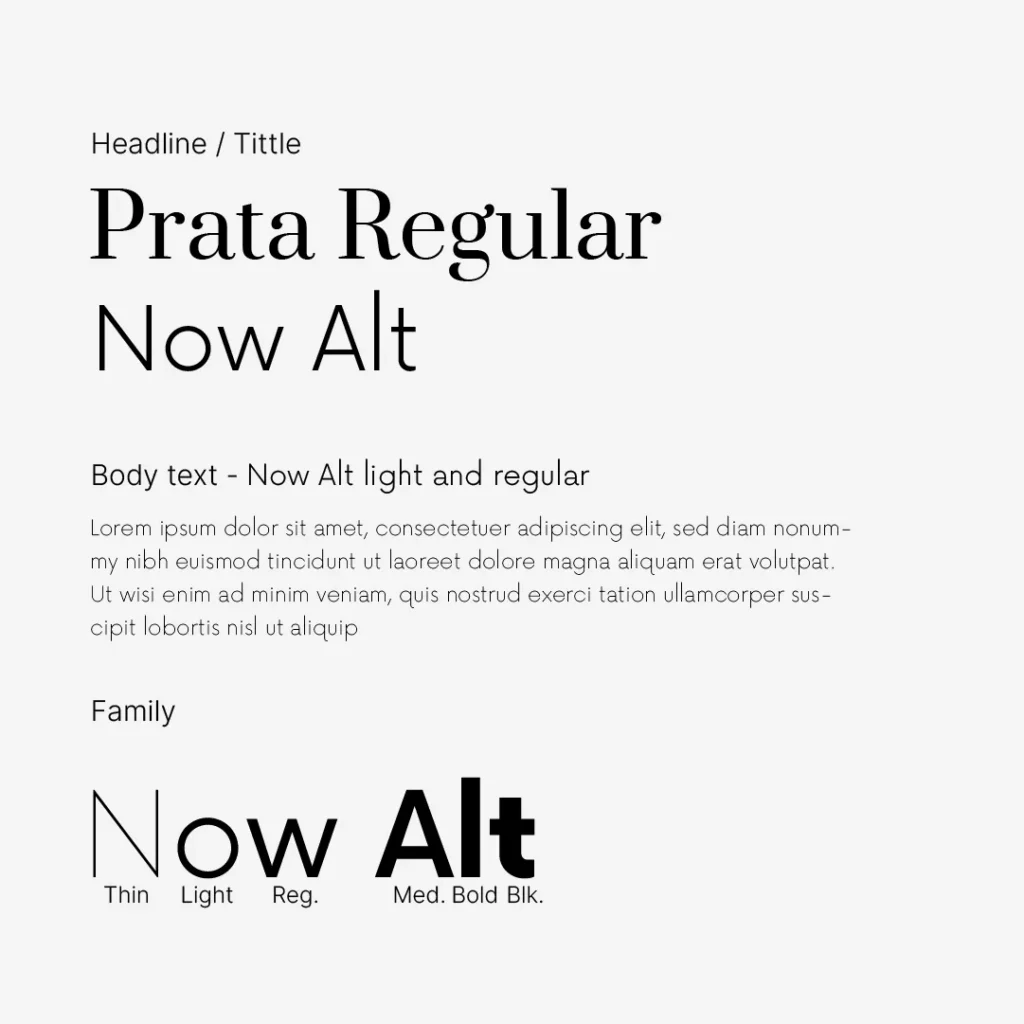 Typography; Prara regular and Now alt fonts