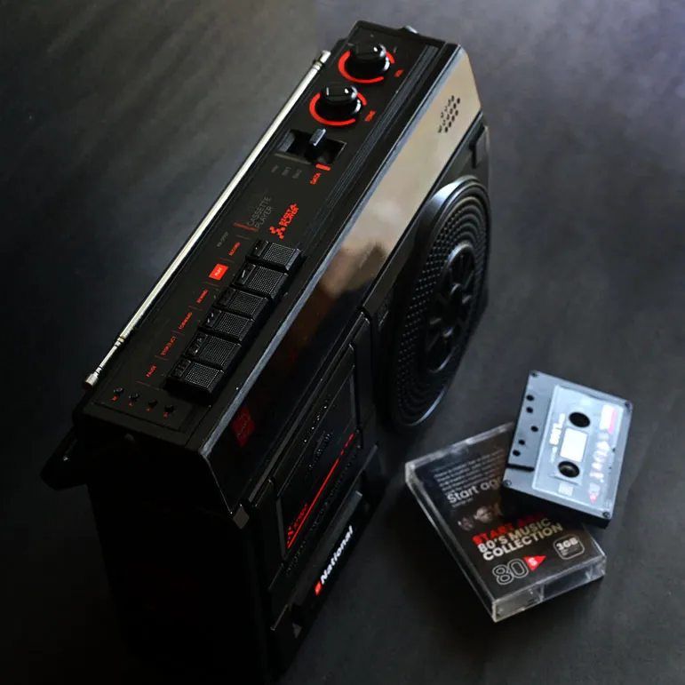 Final pic of cassette player with cassette top angle